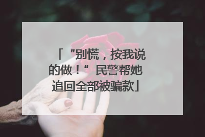 “别慌，按我说的做！”民警帮她追回全部被骗款