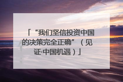 “我们坚信投资中国的决策完全正确”（见证·中国机遇）