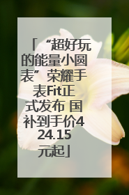 “超好玩的能量小圆表”荣耀手表Fit正式发布 国补到手价424.15元起