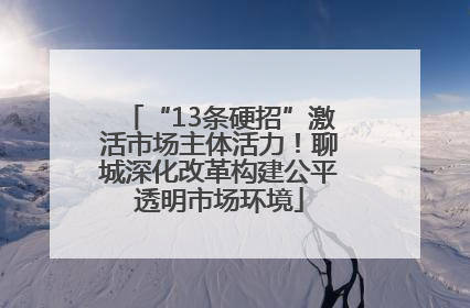 “13条硬招”激活市场主体活力！聊城深化改革构建公平透明市场环境