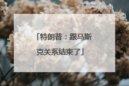 特朗普：跟马斯克关系结束了