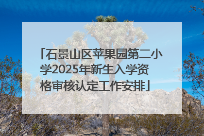 石景山区苹果园第二小学2025年新生入学资格审核认定工作安排