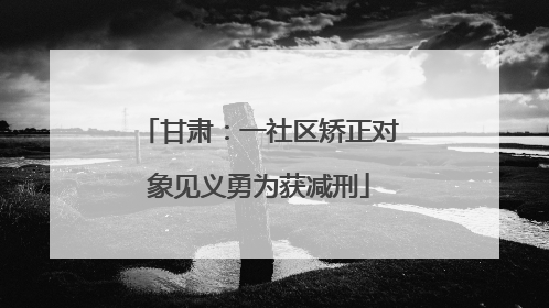 甘肃：一社区矫正对象见义勇为获减刑