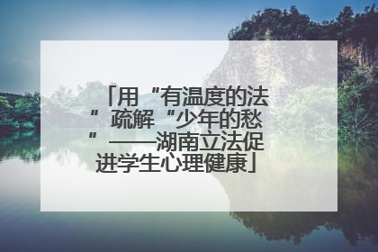 用“有温度的法”疏解“少年的愁”——湖南立法促进学生心理健康
