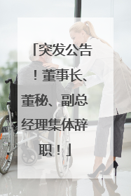 突发公告！董事长、董秘、副总经理集体辞职！