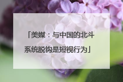 美媒：与中国的北斗系统脱钩是短视行为