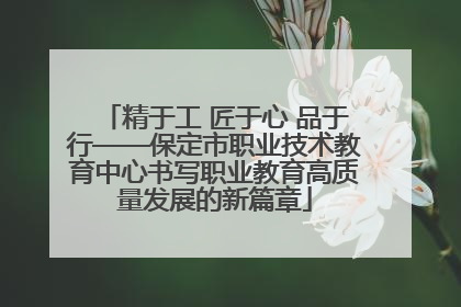 精于工 匠于心 品于行——保定市职业技术教育中心书写职业教育高质量发展的新篇章