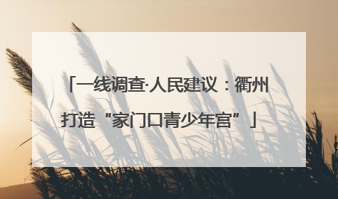 一线调查·人民建议：衢州打造“家门口青少年宫”