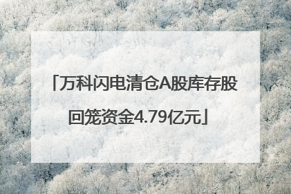 万科闪电清仓A股库存股 回笼资金4.79亿元