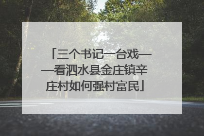 三个书记一台戏——看泗水县金庄镇辛庄村如何强村富民