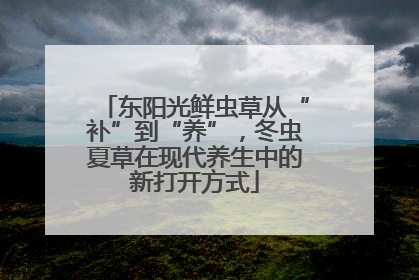 东阳光鲜虫草从“补”到“养”，冬虫夏草在现代养生中的新打开方式