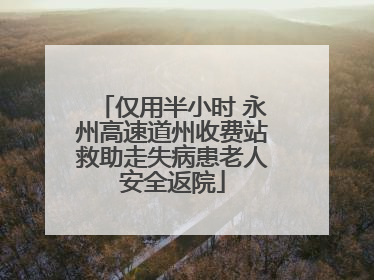 仅用半小时 永州高速道州收费站救助走失病患老人安全返院