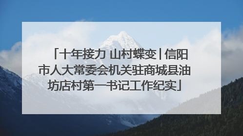 十年接力 山村蝶变│信阳市人大常委会机关驻商城县油坊店村第一书记工作纪实