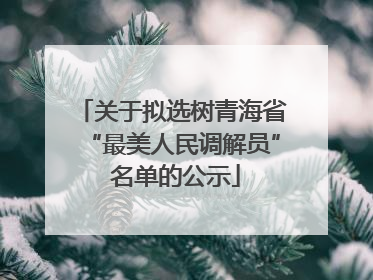 关于拟选树青海省“最美人民调解员” 名单的公示