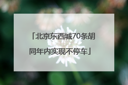 北京东西城70条胡同年内实现不停车
