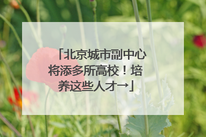 北京城市副中心将添多所高校！培养这些人才→