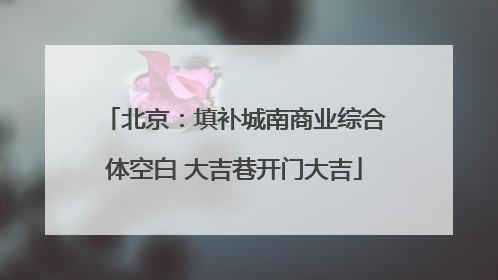 北京：填补城南商业综合体空白 大吉巷开门大吉