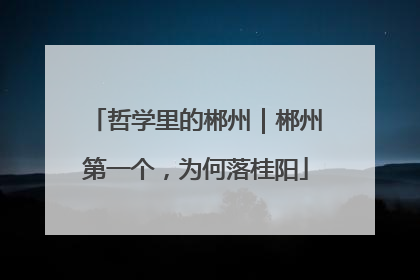 哲学里的郴州｜郴州第一个，为何落桂阳