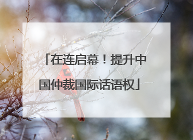 在连启幕！提升中国仲裁国际话语权