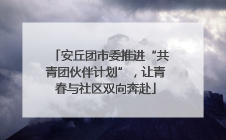 安丘团市委推进“共青团伙伴计划”，让青春与社区双向奔赴
