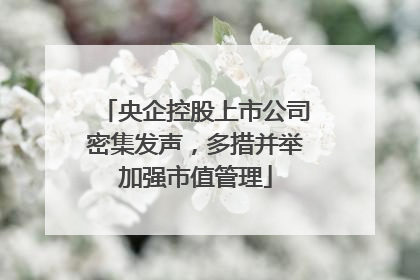 央企控股上市公司密集发声，多措并举加强市值管理