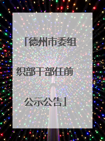 德州市委组织部干部任前公示公告