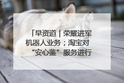 早资道｜荣耀进军机器人业务；淘宝对“安心鉴”服务进行逐步下线调整