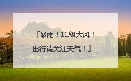暴雨！11级大风！出行请关注天气！