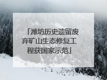 潍坊历史遗留废弃矿山生态修复工程获国家示范