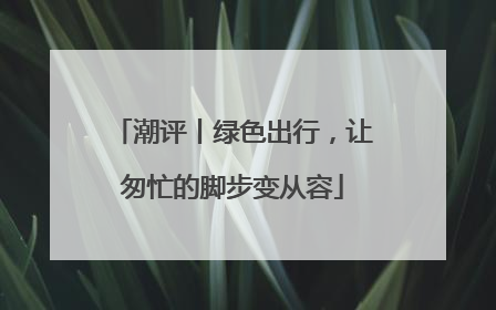 潮评丨绿色出行，让匆忙的脚步变从容