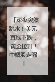 深夜突然跳水！美元直线下跌，黄金拉升！中概股走强