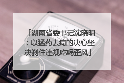 湖南省委书记沈晓明：以猛药去疴的决心坚决刹住违规吃喝歪风