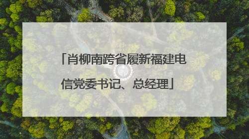 肖柳南跨省履新福建电信党委书记、总经理