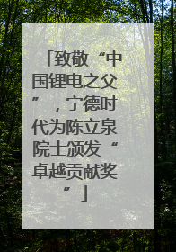 致敬“中国锂电之父”，宁德时代为陈立泉院士颁发“卓越贡献奖”