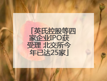 英氏控股等四家企业IPO获受理 北交所今年已达25家