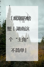 观潮的螃蟹丨湖南这个“主角”不简单