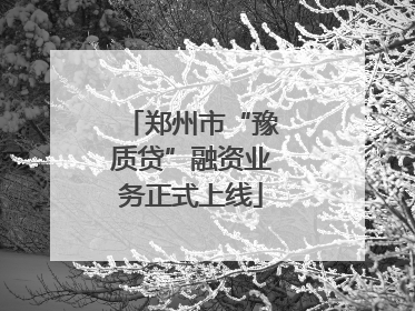 郑州市“豫质贷”融资业务正式上线