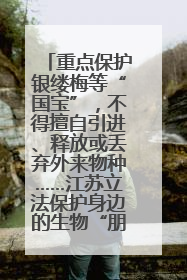 重点保护银缕梅等“国宝”，不得擅自引进、释放或丢弃外来物种……江苏立法保护身边的生物“朋友圈”