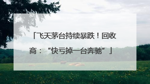 飞天茅台持续暴跌！回收商：“快亏掉一台奔驰”