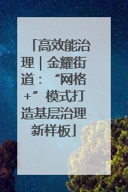 高效能治理｜金耀街道：“网格+”模式打造基层治理新样板