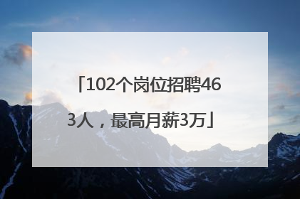 102个岗位招聘463人，最高月薪3万