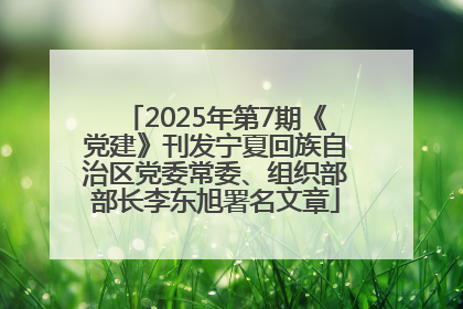 2025年第7期《党建》刊发宁夏回族自治区党委常委、组织部部长李东旭署名文章