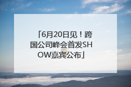 6月20日见！跨国公司峰会首发SHOW嘉宾公布
